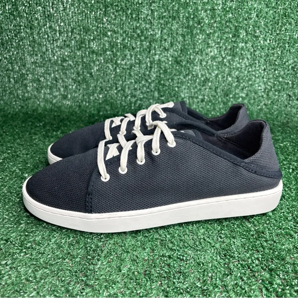 NEW OluKai Pehuea Li Women Size 9 Black White‎ Mesh Shoes Sneakers 20379-40WS